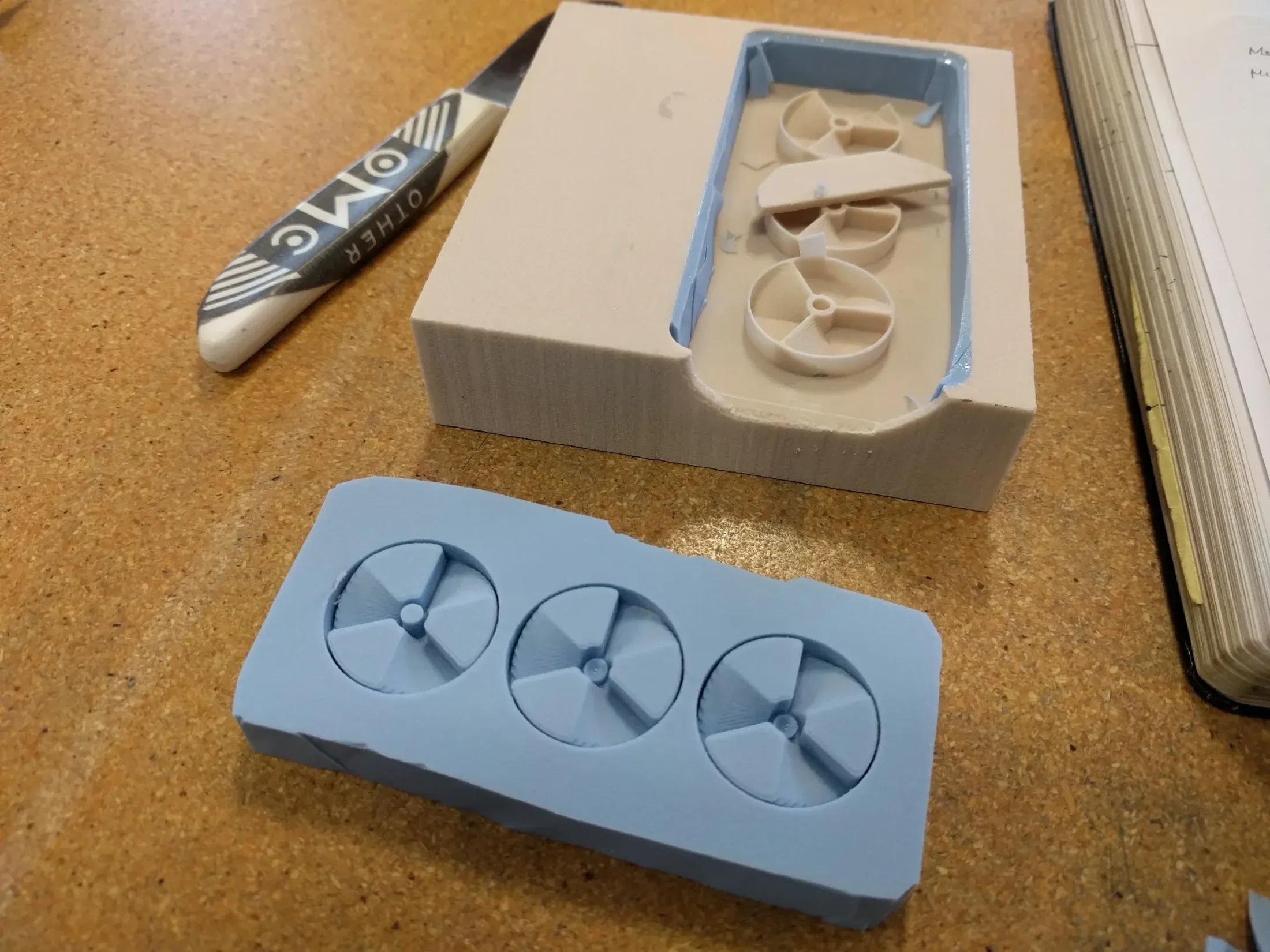 Silicone mold preparation stage before pouring resin